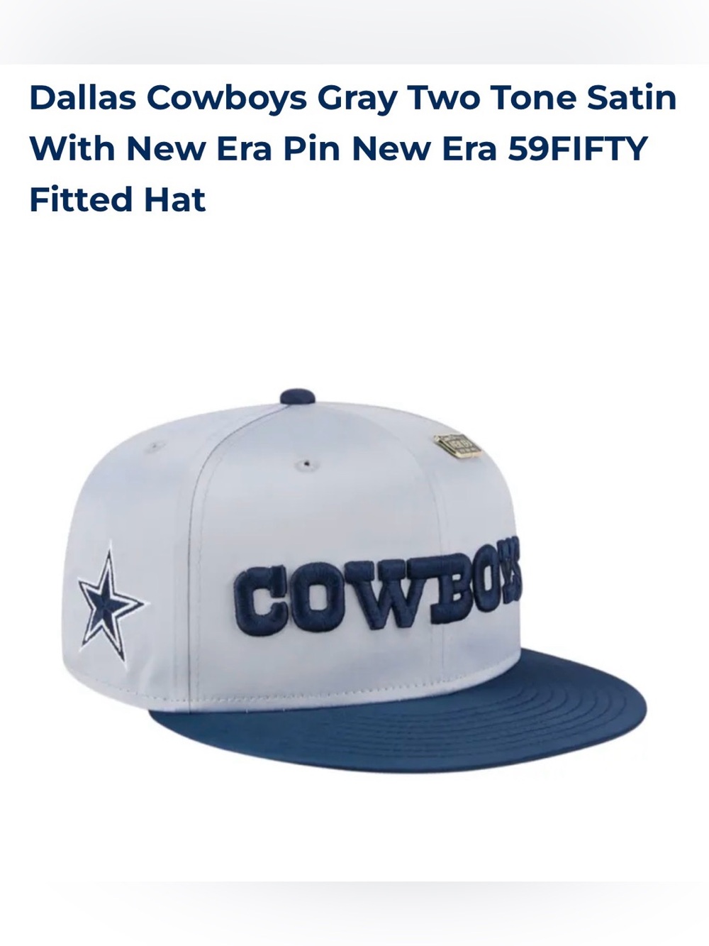 New Era adult Dallas Cowboys Light Gray and Navy Two-Tone Fitted Hat